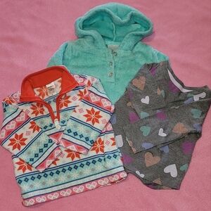 12 Month Baby Girl Fleece Sweater 3 Piece Bundle/Lot! Carter's Grey/Mint/Red